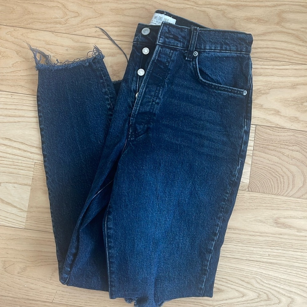 We the Free dark blue denim, jeans, distressed, raw edge hem 29 waste